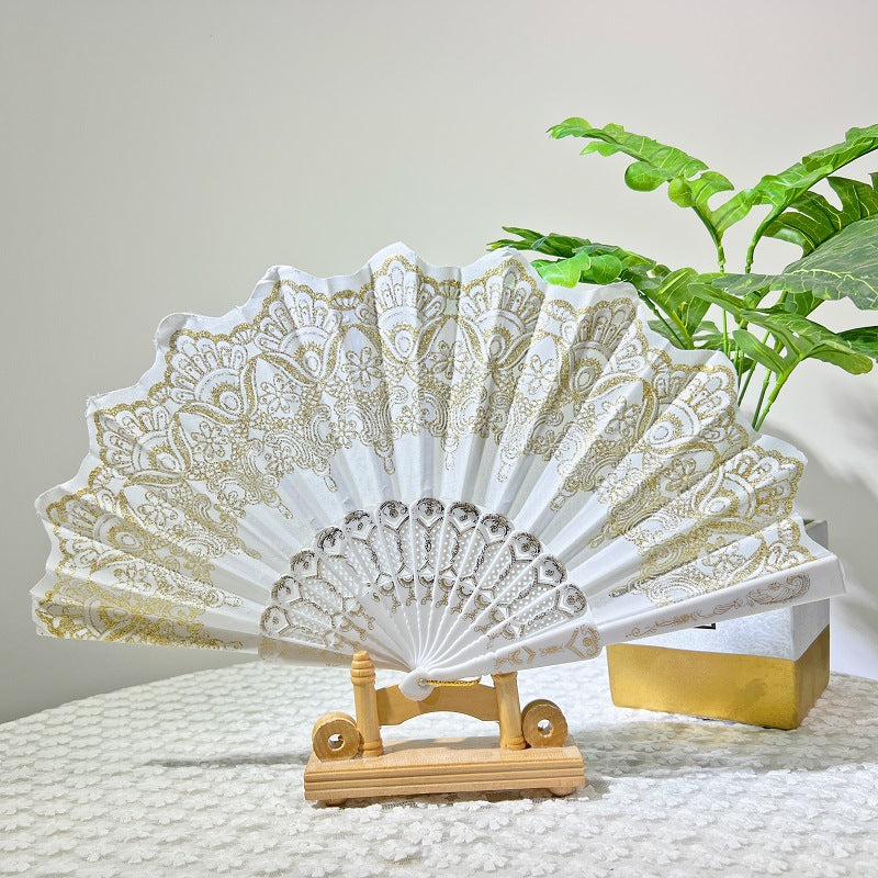Ladies Decorative Handcrafted Fan with Intricate Patterns and Vibrant Colors