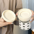 Women's Insulated Glass Mug with Handle Leak-Proof Travel Cup for Hot and Cold Drinks