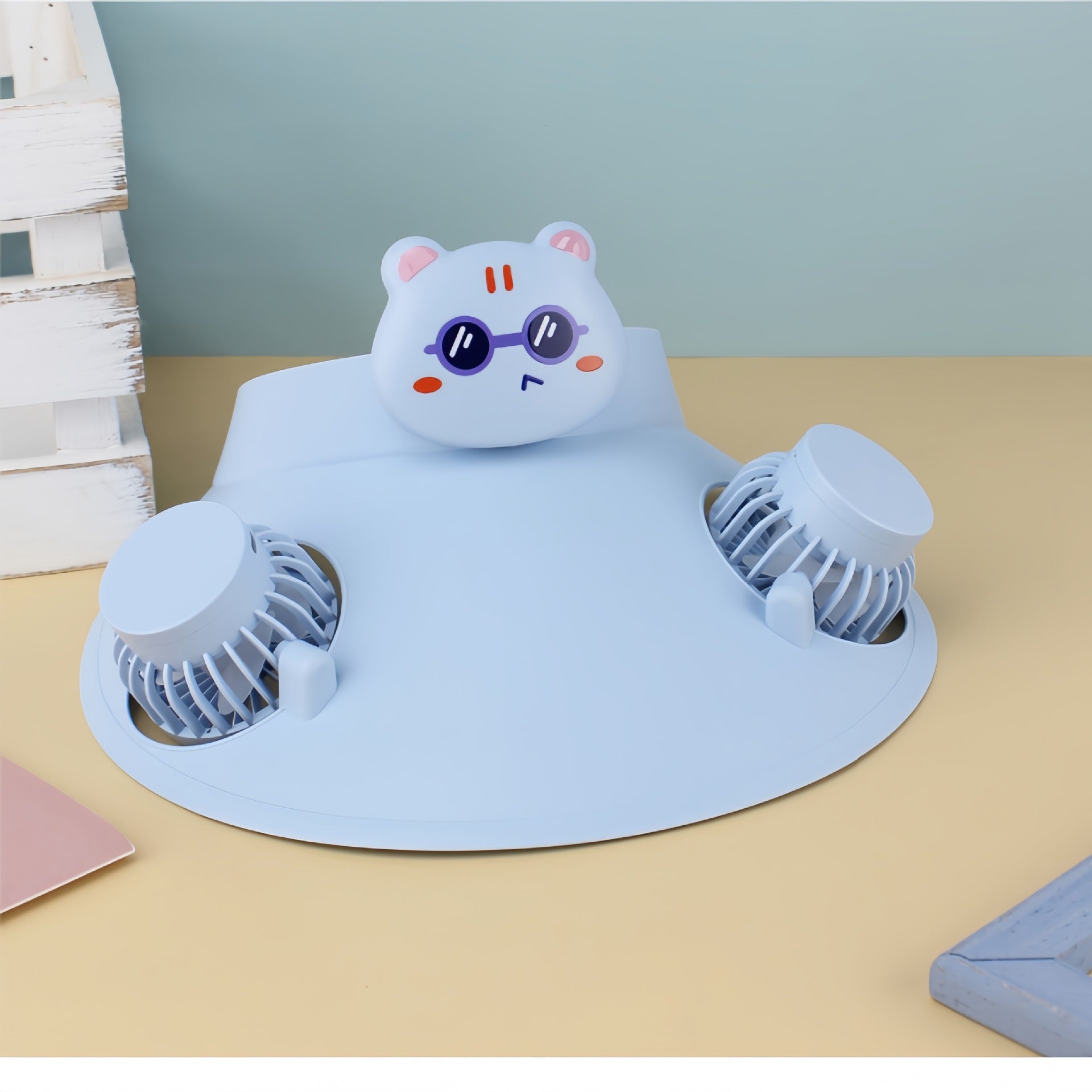 Women's Cooling Plate with Dual Fans and Panda Design Portable Personal Fan