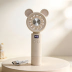 Rechargeable Portable Mini Fan with LCD Display and Bear Ears, Quiet Handheld Fan
