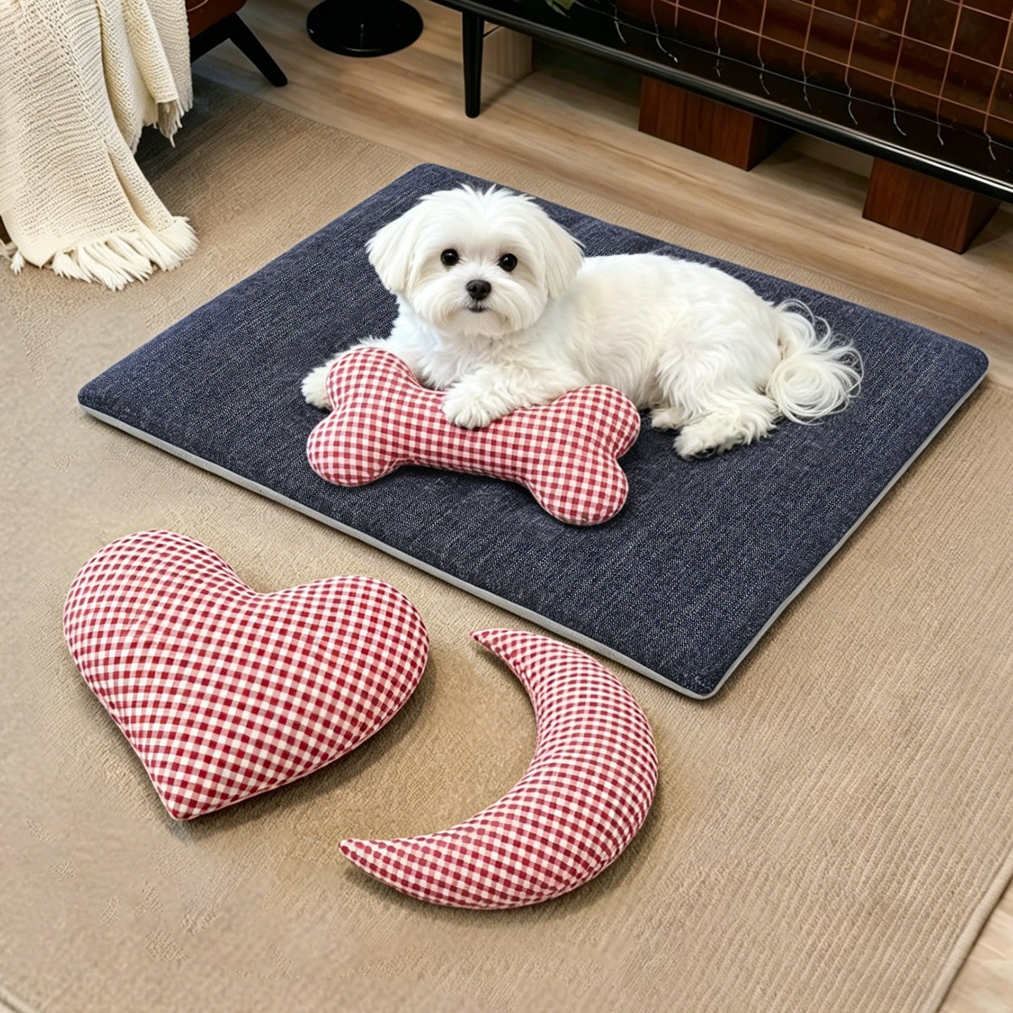Harrow Unisex Pet Mat with Cushion Shapes Soft Padded Non-Slip Cozy Bed