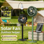 Solar-Powered Multi-Functional Floor Fan with Adjustable Height 5-Speed Settings and Emergency Power Bank