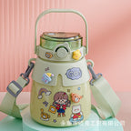 Women’s Colorful BPA-Free Leak-Proof Water Bottle with Carry Handle and Adjustable Strap