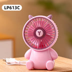 Ladies Table Fan USB-Powered Compact Animal Design Adjustable Airflow Desk Fan