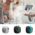 Personal Mist Cooler Fan USB Rechargeable Compact Portable with Adjustable Airflow and Leather Strap