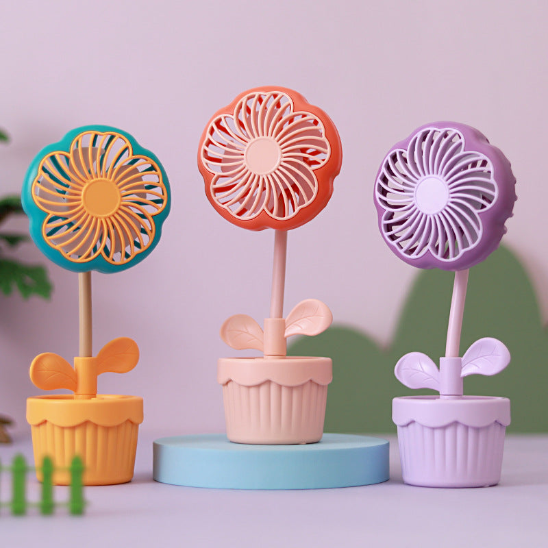 Women's Portable Mini Fan Flower Design Lightweight Handheld Cooling Fan