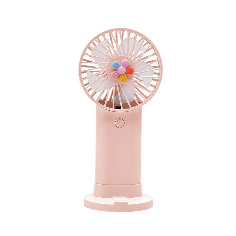 Portable Hand Fan Ladies Floral Design Rechargeable Battery Operated Quiet
