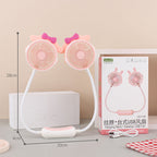 Portable Double Neck Fan with Flexible Gooseneck, Rechargeable Quiet USB Travel Fan