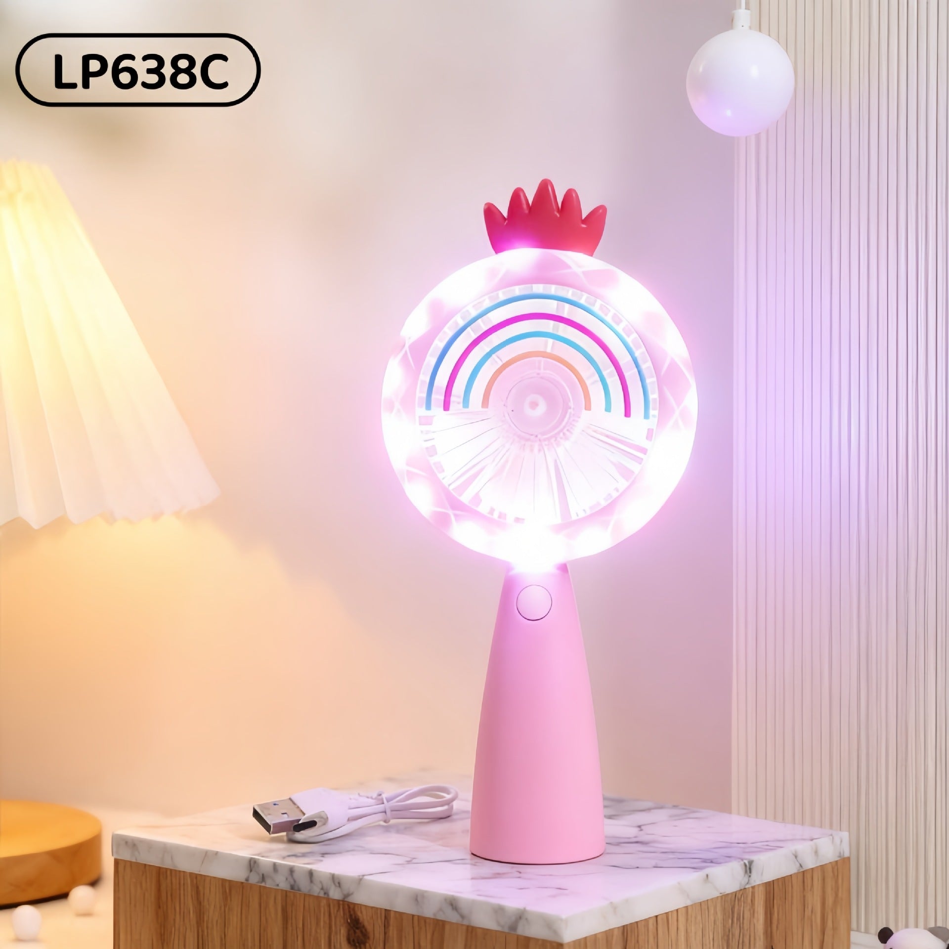 Portable Multifunction Fan with LED Light USB Rechargeable Handheld Cooling Fan