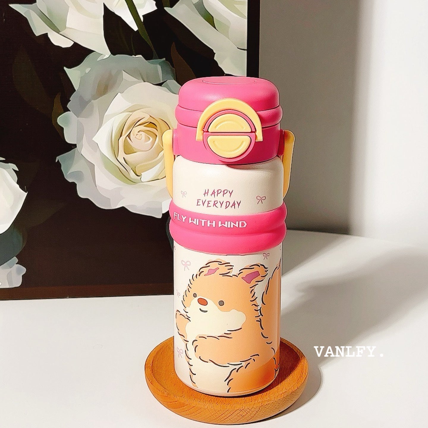 Women’s Insulated BPA-Free Plastic Water Bottle with Flip Cap and Cute Animal Design