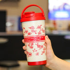 Insulated Stainless Steel Travel Mug with Leak-Proof Cap and Carry Handle for Coffee and Tea
