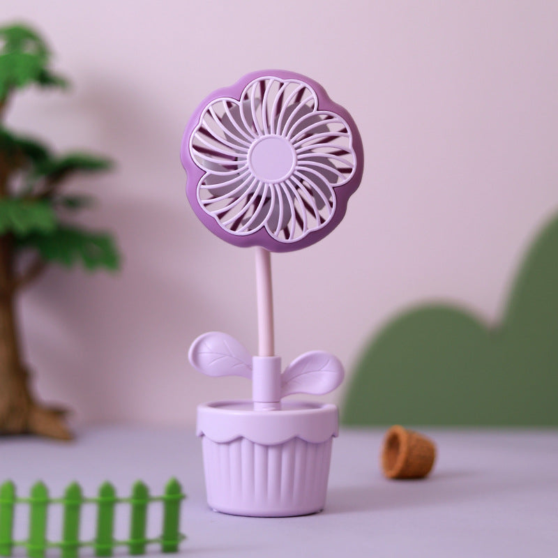 Women's Portable Mini Fan Flower Design Lightweight Handheld Cooling Fan