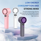 Handheld Fan USB Rechargeable Quiet Operation with Adjustable Speed and LED Battery Indicator