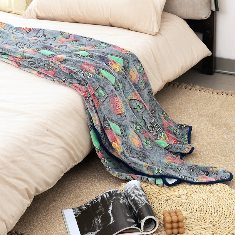 Women's Cozy Fleece Blanket with Gaming Console and Controller Design Soft Warm Throw
