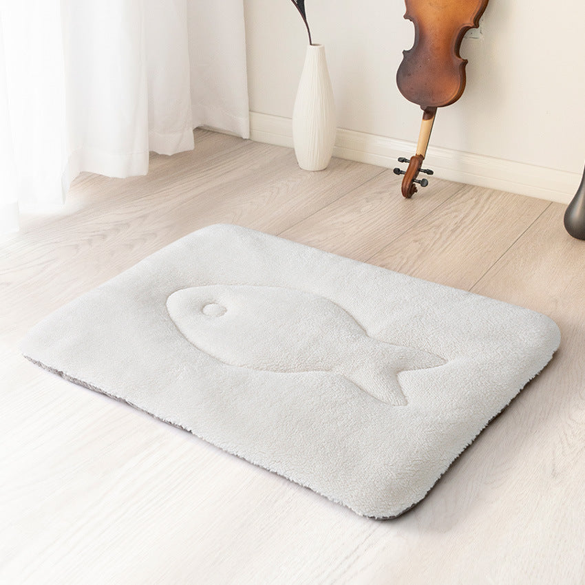 Harrow Soft Luxury Pet Bed Mat with Non-Slip Bottom and Embroidered Bone Pattern
