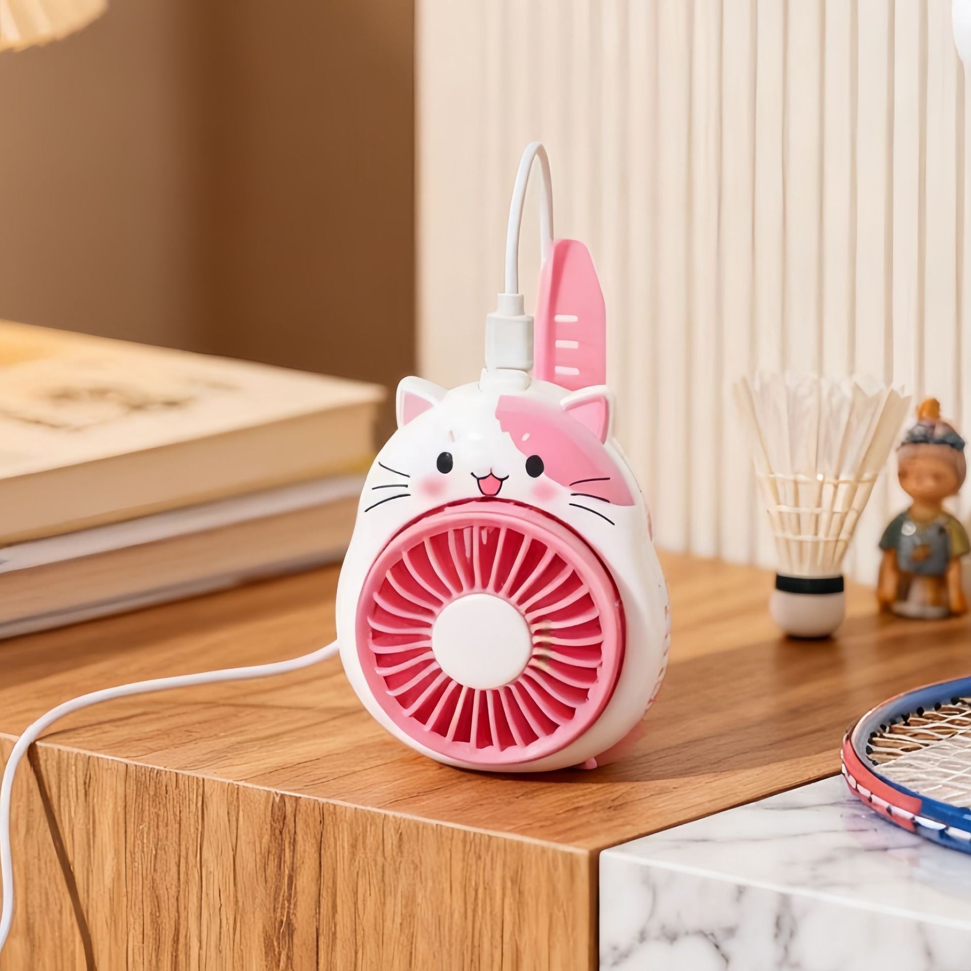 Portable USB Rechargeable Handheld Fan with Cute Dog Design Compact Quiet Operation