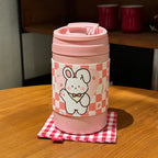 Women’s Insulated Thermo Mug with Cute Animal Design Leak-Proof Lid Ergonomic Handle