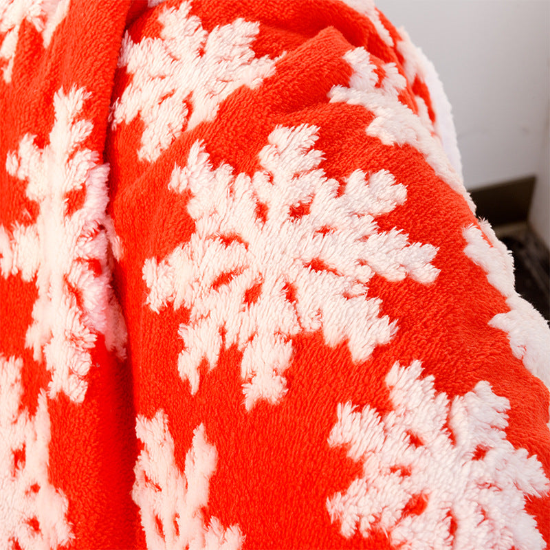 Brehn Comfort Blanket Soft Warm Cozy Red White Festive Snowflake Pattern