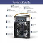 USB Portable Humidifying Desk Fan with LED Mood Light and Multi-Speed Air Circulation