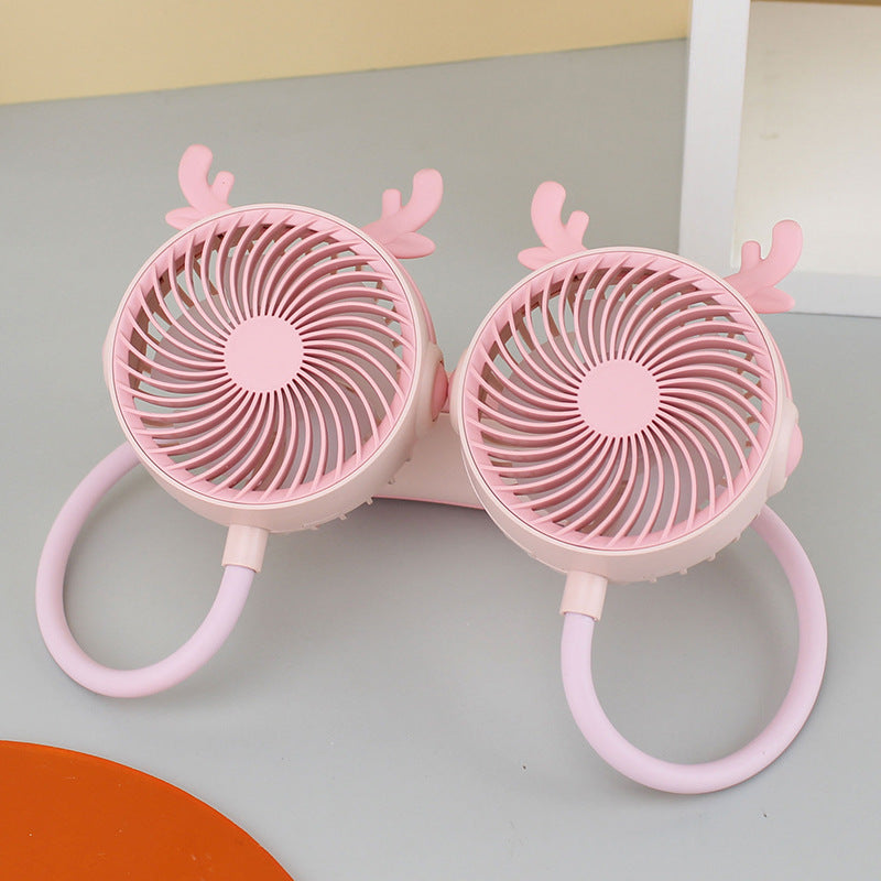 Portable Neck Fan for Women Dual Air Units Flexible Neckband Rechargeable Battery
