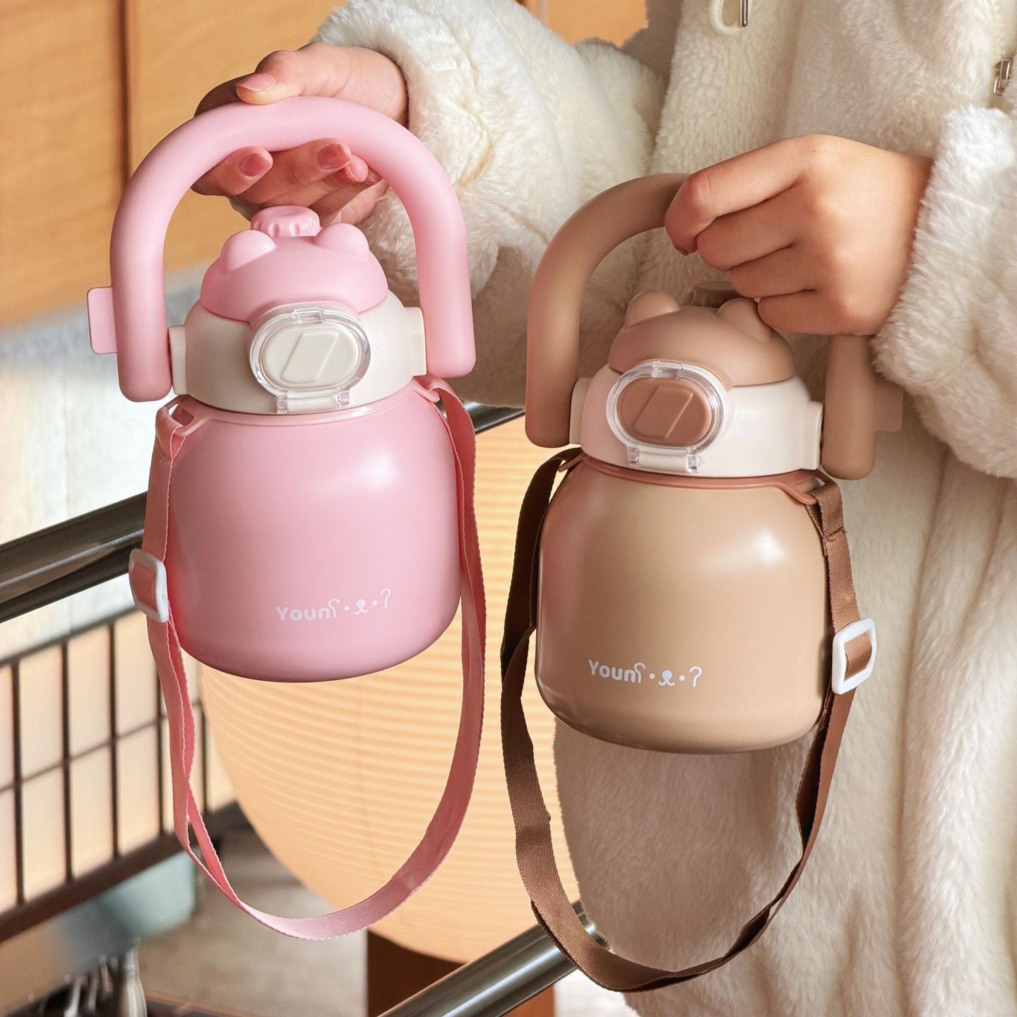 Ladies BPA-Free Plastic Water Bottle Leak-Proof with Carry Handle Stylish Compact Design