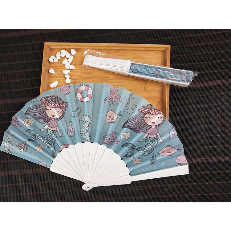 Women’s Foldable Hand Fan with Shimmering Scale Pattern Lightweight Portable