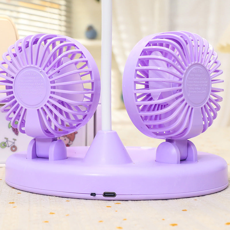 Multifunctional Table Lamp with Integrated Fans USB LED Light and Cooling for Bedroom or Office