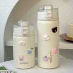 Insulated Water Bottle with Secure Flip Cap BPA-Free Plastic Playful Design for Women