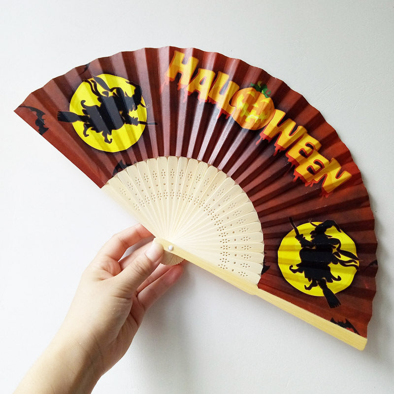 Women's Halloween Costume Fan Black Foldable Trick or Treat Accessory