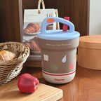 Cheerful Insulated Thermos With Practical Handle Lightweight Plastic Kettle For Women