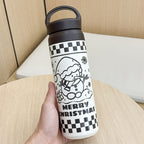 Women Stainless Steel Insulated Thermos Bottle Christmas Design Vacuum Flask with Handle