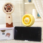Portable Rechargeable Hand Fan Quiet Motor Cute Bear Design Table Stand