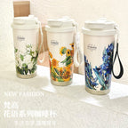 Insulated Stainless Steel Travel Mug with Leak-Proof Cap and Carry Handle for Coffee and Tea