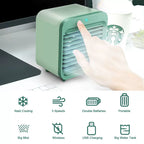 Personal Desktop Cooler Ultra-Compact USB-Powered Microclimate Cube with Refillable Water Tank and Adjustable Air Louvers