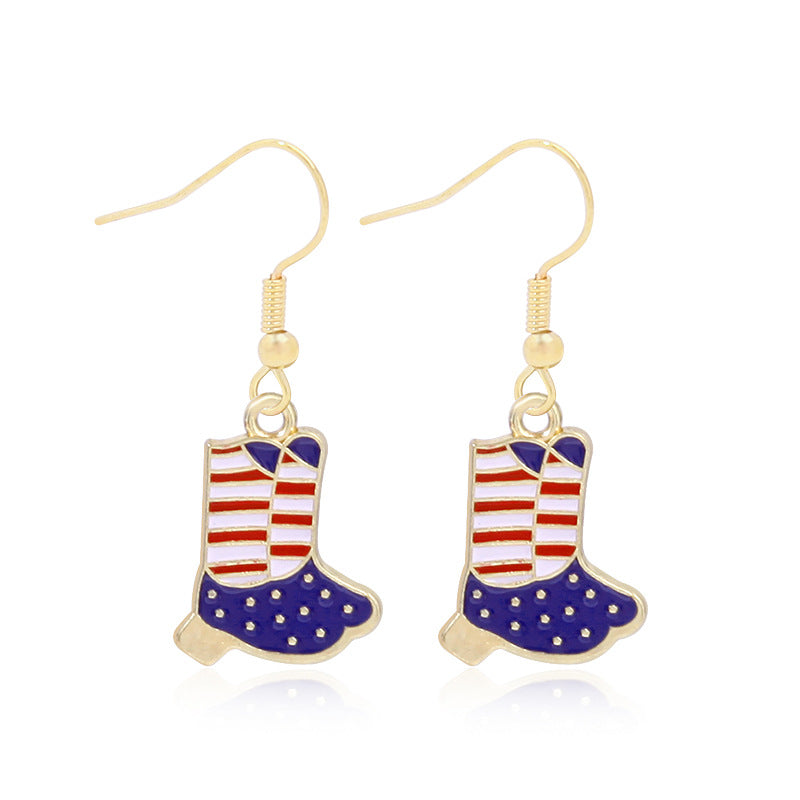 Women's Lightweight Star Earrings Enamel Flag Design Fishhook Closure Zinc Alloy
