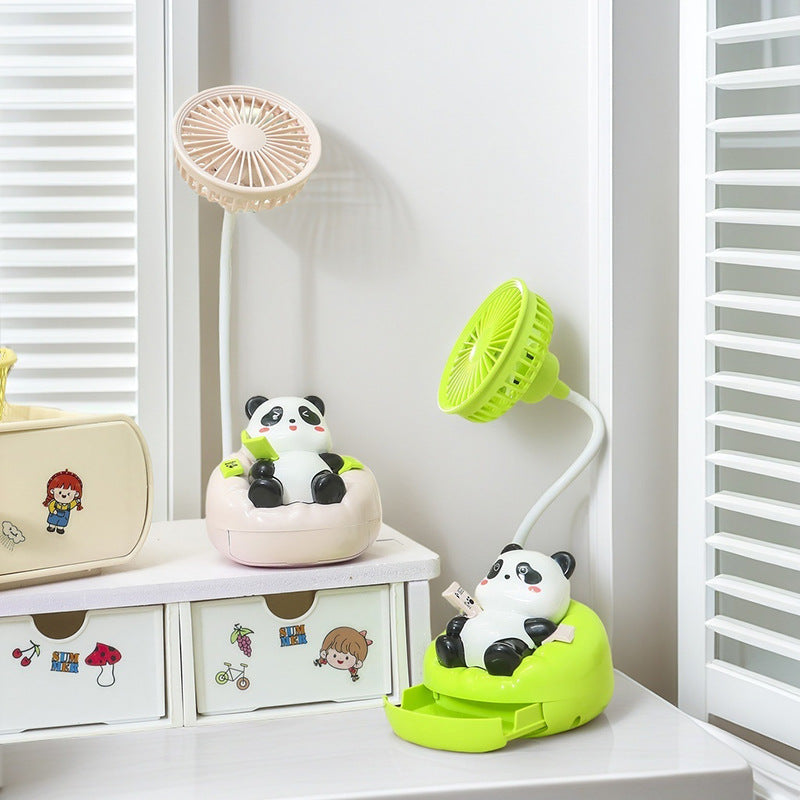 Portable Mini Fan USB Rechargeable Quiet Operation Cute Panda Design Compact Size
