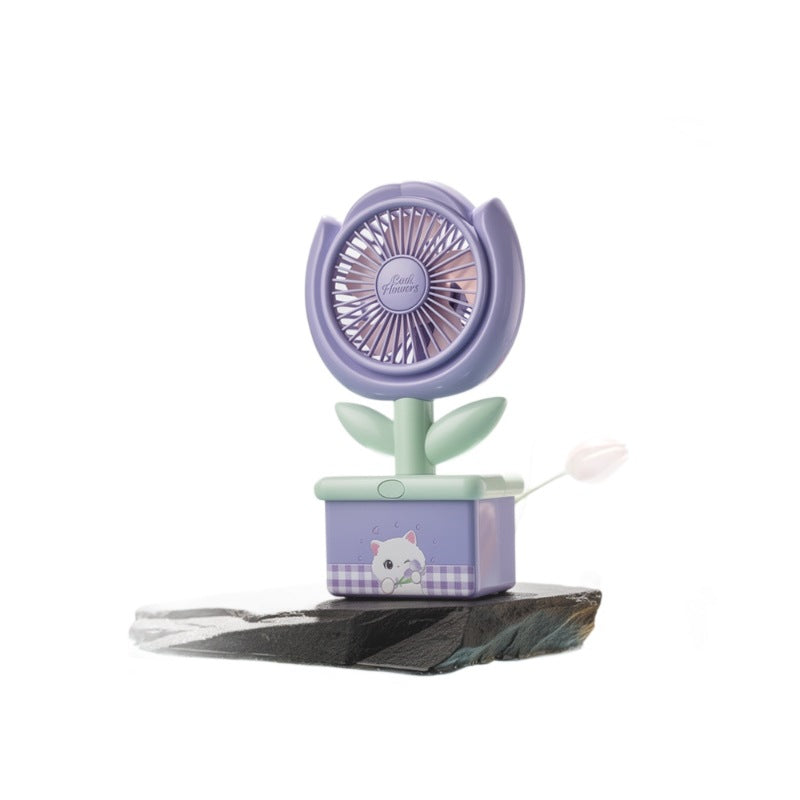 Portable Mini Fan USB Rechargeable Compact Flower Design Adjustable Speeds