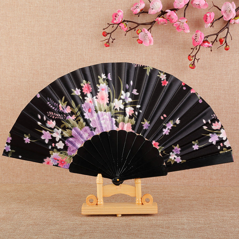 Ladies Decorative Folding Fan Lightweight Floral Design Compact Accessory