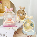 Portable Table Fan Compact Quiet Operation Adjustable Speeds Long Battery Life Cute Design for Women