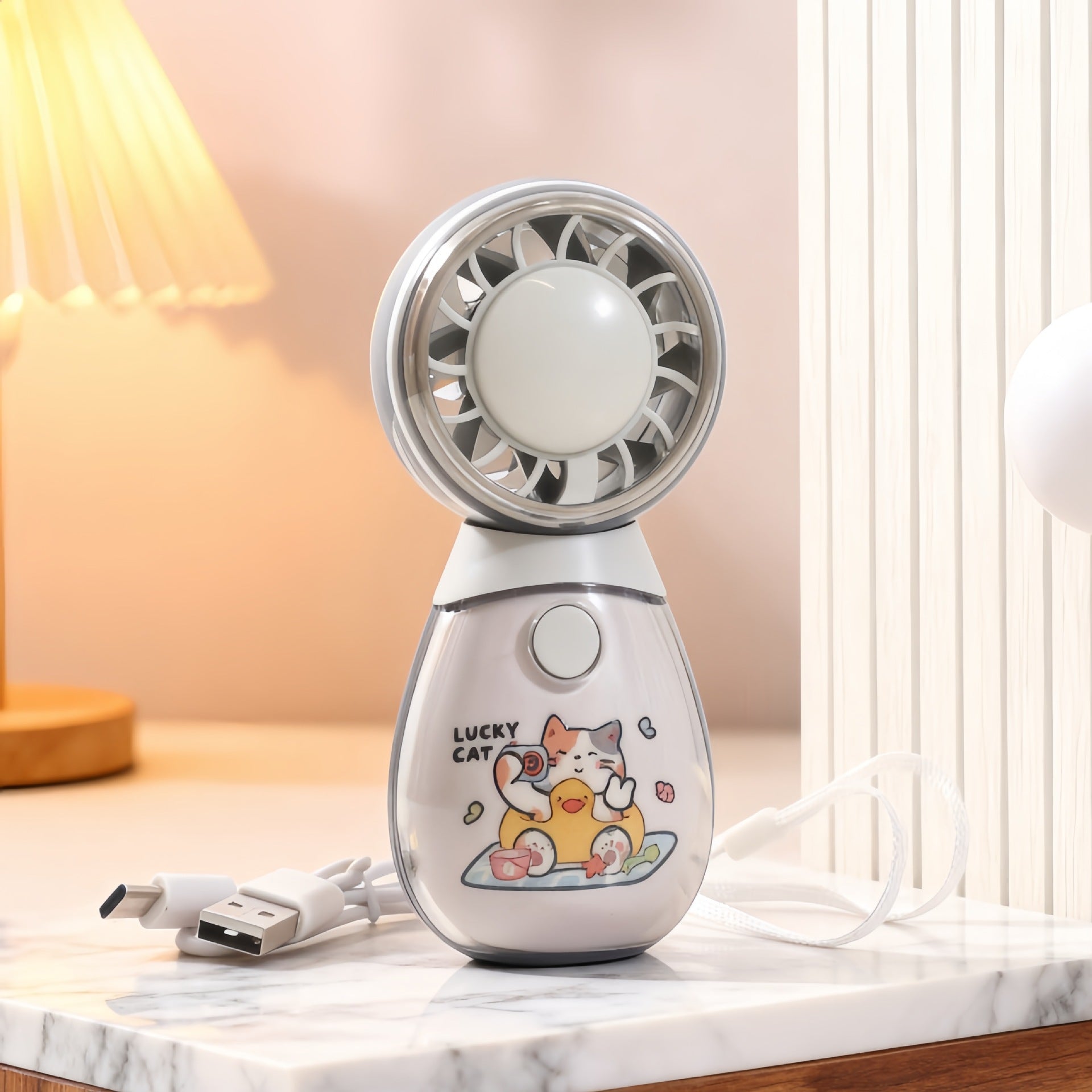 Portable Handheld Fan with Bear Design USB Rechargeable Lightweight Personal Fan