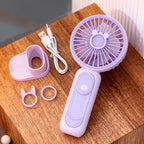 Portable USB Hand Fan for Women with Cute Rabbit Design Lightweight Rechargeable Handheld Fan