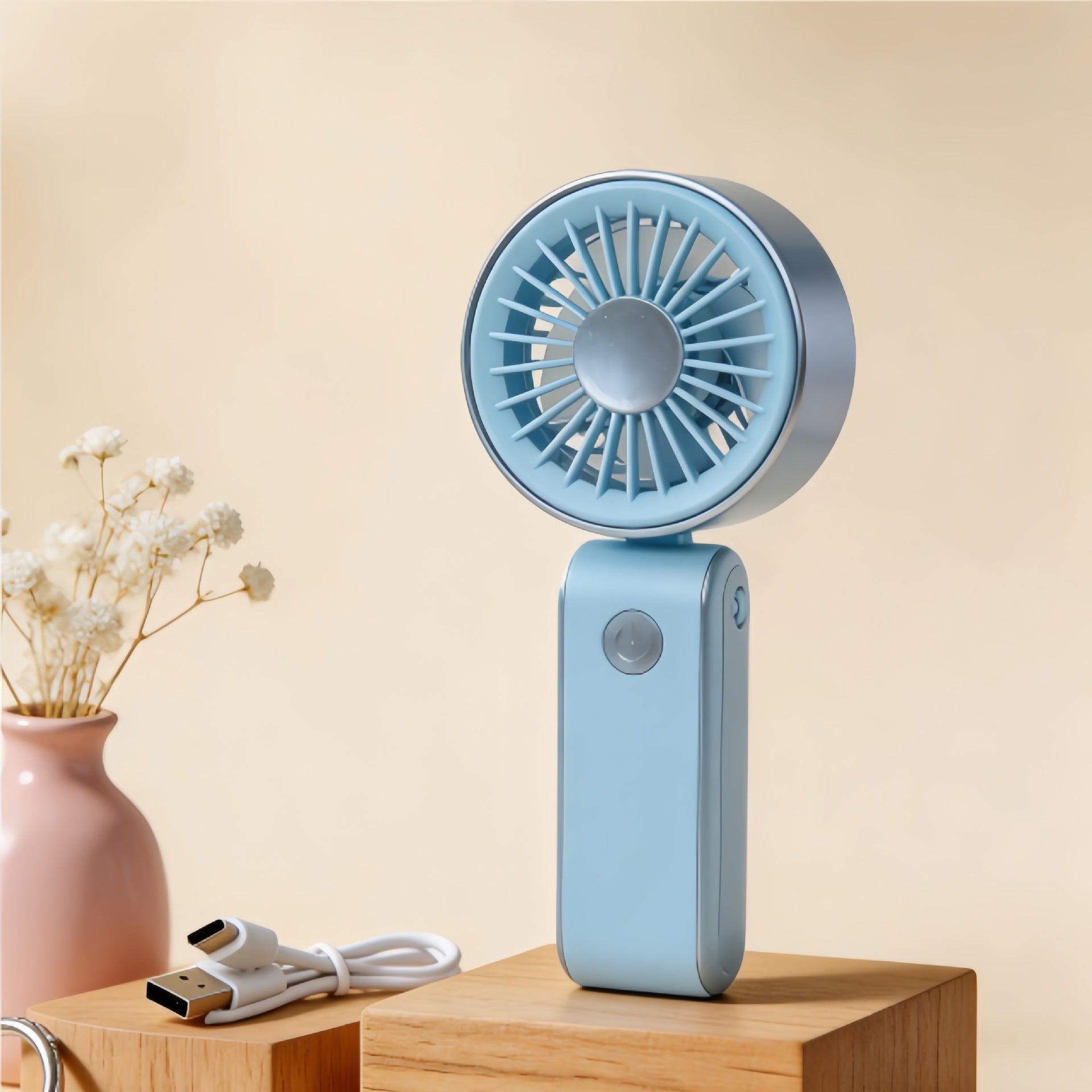 Portable Handheld Fan with USB Charging and Misting Spray Function Lightweight and Compact