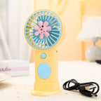 Portable Mini Hand Fan USB Rechargeable Lightweight Quiet Operation with Flower Design