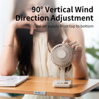 Portable Desk Fan Compact Quiet Adjustable Speed USB Powered
