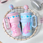 Children’s Drinking Cup with Integrated Straw and Cat Design BPA-Free Durable Plastic