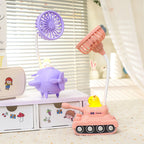 Creative Mini Fan Cute Tank Design Portable Adjustable Tilt Small Desk Fan