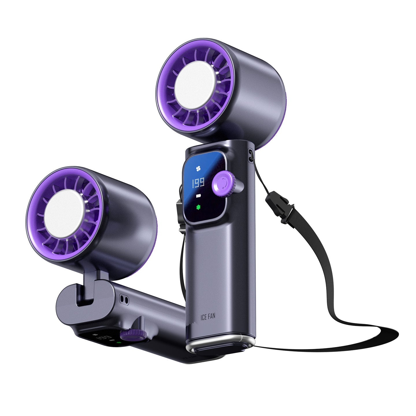 Dual-Head Rechargeable Personal Cooling Fan Portable Adjustable Airflow Battery Powered