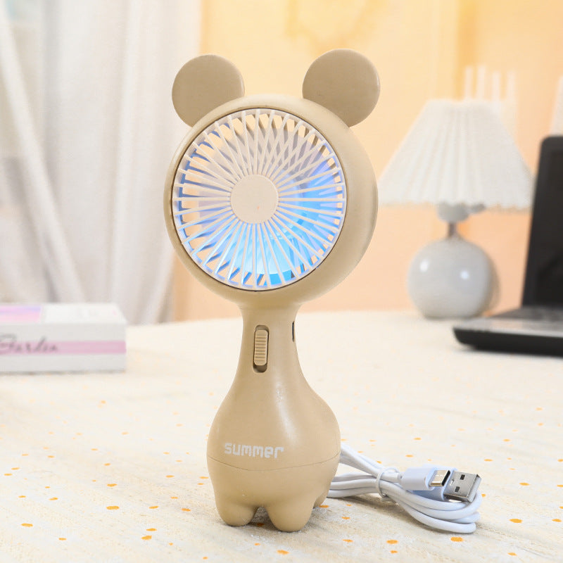 Portable Mini Hand Fan for Women USB Rechargeable Lightweight with Flexible Mounting and Cute Ear Design