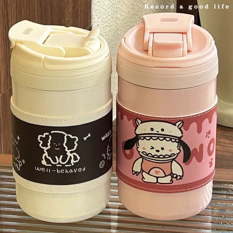 Women’s Insulated Thermo Mug with Cute Animal Design Leak-Proof Lid Ergonomic Handle