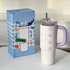Women's Insulated Stainless Steel Cup With Straw Spill-Resistant Travel Tumbler